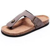 Women Cork Slippers PU Leather Woman Sandals Fashion Flip Flops For Women Mule Clogs Slippers Female
