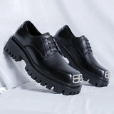 Breakj Men's Square Head Big Head Shoes Korean Version Advanced Sense Derby Shoes Niche Casual Shoes