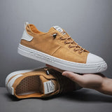 Canvas Comfort Skateboard Shoes Spring Summer Lace Up Leather Running Sports-Shoes Casual Shoes for Men Flats Man