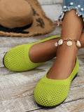 Spring and Autumn New Fashion Round Head Solid Light Mouth Candy Mesh Breathable Large Women's Flat Shoes Single