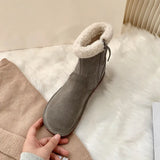 Breakj Preservation Small Warm Stove ~ Retro Flat Bottom Middle Tube Snow Boots Female 2023 New Winter Add Velvet Warm Cotton