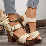 Breakj Sandals Women Plus Size Black Thick Heel Sandals 2024 Summer New One-Word Belt With High Heels