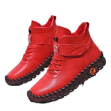 Add Down Warm Martin Boots Female British Fashion Versatile Velcro Casual High Top Cotton Boots Plus