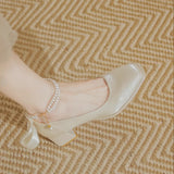 Breakj High Heel Wedding Shoes Women High Heel Bow Bridal Shoes 2025 Spring New Mary Jane Women's Shoes Square Single