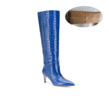 High Heels Western Boots Fashion Knee High Boots Women Microfiber Thin High Heel Long Boots Pointed Toe Autumn Winter