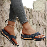 Breakj New Beach Sandals Line Thick Bottom Slope And Jacket Slippers Fashion Flower Decoration