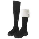 Suede Girls In Maillard Knee-Length Boots, A Small One With Thick Soles, A Large Tube Circumference, Thick Legs And Fat Mm Long