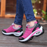 for Womens Air Cushion Athletic Running Shoes Walking Breathable Sport Lace Up Hight Platform Casual Shoes Size