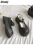 Women's Shoes Platform Autumn Oxfords Female Footwear Clogs Fall Retro Leather Dress Summer Fabric Mary Janes Basic Rome