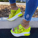 Pvc Wedge Slippers Thick Sole High Top Transparent Belt Buckle Paltform Waterproof Autumn Ladies Shoes Plus Size