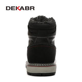 Winter Warm Snow Boots Split Leather Handmade Fur Plus Waterproof Ankle Boots Brand Outdoor Walking Working