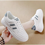 Flats Shoes Thick Bottom Platform Lace Up Vulcanized Shoes PU Lace Up Shallow Female Skateboard Classics Ladies