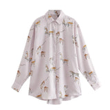 Leopard Stylish Shirt Women Turn Down Collar Office Fashion Female Blouse Long Sleeve Plus Size Lady Tops Blusa