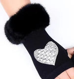 New Fashion Gloves with Artificial Stones Black Half-finger