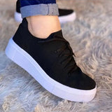 For Women 2022 Autumn Woman Flats Vulcanize Shoes Solid Ladies Bordered Sneakers Casual Female Flat Footwear Plus Size