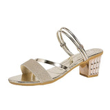 Breakj Version Of The Heel Sandals Woman 2025 New Comfortable Coarse Fashion Sleek One Shoe Two Wearing One-Character Buckle