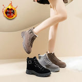 Breakj Women's Cotton Shoes 2024 Winter New Martin Boots Women's Round Head Platform And Velvet Warm Women's Shoes Anti-Velvet Boots