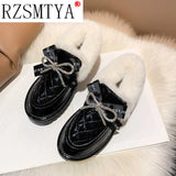 Boots 2020 Winter New Rhinestone Bow Flat-bottomed Fashion Korean Version Cover Foot Students Maomao Cotton