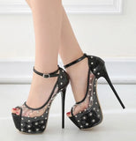 Rivet High Heels Shoes Fashion Sexy Rivets Footwear With Clear Word 2021 Fish mouth platform stiletto