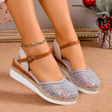 Women Closed Toe Wedge Sandals Women 2024 Summer Buckle Strap Gladiator Shoes Woman Fashion Espadrilles Platform Sandalias
