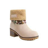 Breakj Autumn And Winter New Snow Boots Flowers Scrub Coarse And Medium Boots Two Thick 43 Large Size To Keep Warm Cotton