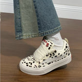Breakj Spring Board Shoes Women's Shoes Pure White Leopard Grain Small White Shoes Platform Heighten Comfortable Not Stuffy Foot Student Commuting