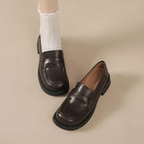 Breakj New Thick Heel British Style Retro Shallow Single Shoes Platform Lazy Loafers Women Korean Version Of Small Leather Shoes