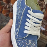Rhinestone Vulcanized Shoes Women's Sneakers Platform Lace Up Platform Shoes Female Sneakers Woman Sports Casual