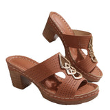 Breakj Summer New Slope And Slippers Women's Shoes Large Thick And Fish Mouth Type Thick-Bottomed Slippers