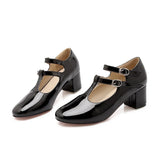 Autumn Women Mary Jane Shoes Lolita High Heels T-Strap Wedding Pumps Thick Heels Shoes Bridal Princess Footwear Plus Size