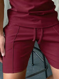 Fashion Lace Up Adjustable Short Commuter Streetwear Men's Solid Color Sports Pants Summer Casual Fitness Running Short