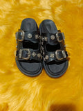 Size Slippers Female 2023 New Sweet Cool Belt Buckle Willow Nail Flat Slippers Wear Open Toe Word