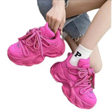 Breakj Broadcast Thick Platform Sports Shoes Female Breathable Net Cloth Dad Shoes Four Seasons Increased Comfortable Student