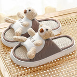 Home Cute Bear Slippers Cartoon Shoes Non-slip Soft Warm House Slipper Indoor Bedroom Couples Floor Autumn Winter 2021