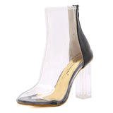 New Crystal Thick With Transparent Glue Color High Heel Pointed Women's Sandals