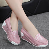 Shoes Loafers For Women 2021 Wedges Sneakers Floral Single Woman White Shoes Platform Breathable Female Vulcanized