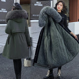 Winter Jacket Women Thick Parkas Long Fur Liner Hooded Winter Coat Women Cotton Padded Jacket Gilrs Jaqueta