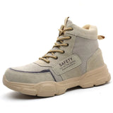 Safety Work Shoes With Steel Toe Kevlar Puncture-Proof Anti-Smashing Ankle Boots Protective Sneakers Casual Leather