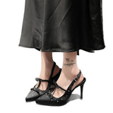 Breakj And Autumn 2025 New Sharp-Colored Silk Satin Light Mouth With Back Air Water Drill High Heel Women's Fine Heel Single