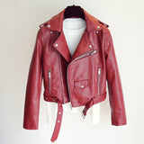 New Women Pu Leather Jacket Fashion Bright Color Black Motor Coats Short Faux Leather Biker Jackets Coat