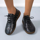 New Designer Woman Flats Breathable Sew Oxford Sneakers Women Casual Lace Up Split Leather Hollow Moccasins Loafer