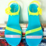 New Women Flat Buckle Summer Sandals Jelly Shoes Open Toe Casual Shoes Female Candy Color Beach Shoes Ladies