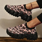 Women Platform Sneakers Slip-on Elastic Band Vulcanized Female Leopard Sport Shoes Ladies Summer Footwear Plus