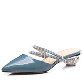 The New Fashionable Water Drill In Summer Goes Out With Baotou Semi-Dragged Heels And Pointed Sandals With Crystal