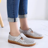 Women's Mother Female Genuine Leather White Shoes Sandals Loafers Moccasins Hook Loop Outdoor Cool Beach Summer