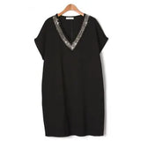 Mini Dress Neckline Sequined Streetwear Batwing Short Sleeve Party