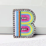 Jewelry 26 English DIY Name Letters Alphabet Rainbow Embroidery with Pin Ouch Beeding Womens Brooches Patches