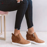Woman Sneakers Gold Zipper Platform Trainers Women Shoes Casual Lace-Up Tenis Feminino Zapatos De Mujer Women