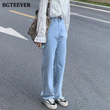 Casual Loose Floor-Length Jeans Pants for Women High Waist Pockets Ladies Straight Denim Pants Summer Female