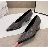 Spring Autumn New Waterproof Platform Solid Color Pointed Outwear Large Versatile Shallow Mouth Women's Shoes Single